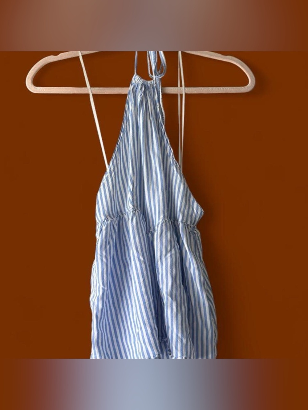 Francesca's Collections Blue and White Striped Halter Top